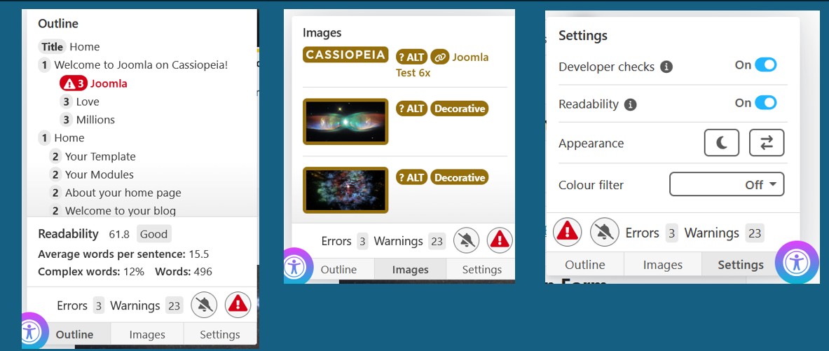 joa11y settings 2