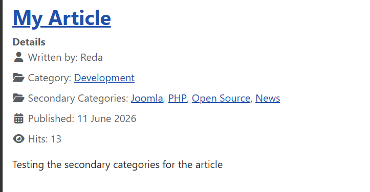 june secondarycategoryfield front end